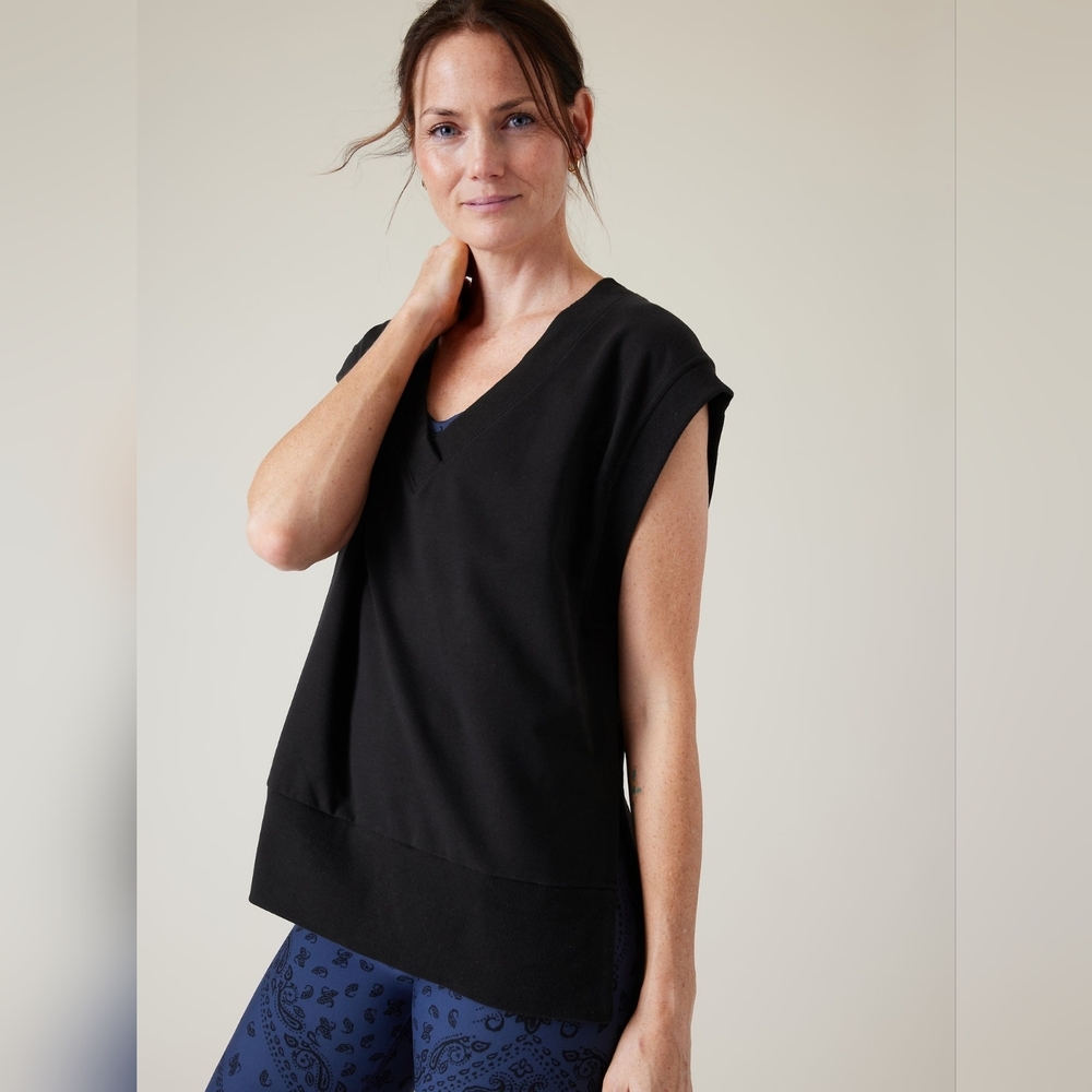 Athleta Black V-Neck Tank Top